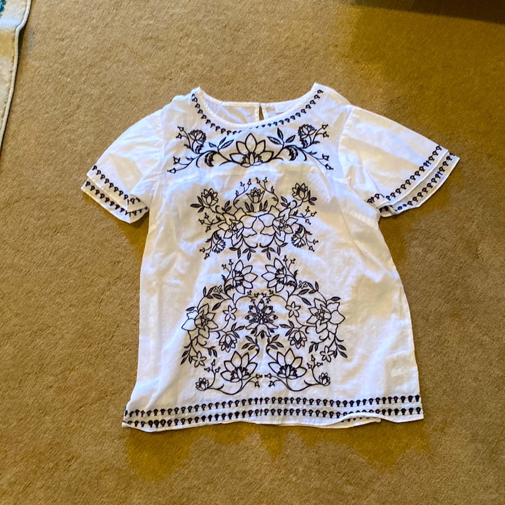 Black and white embroidered top